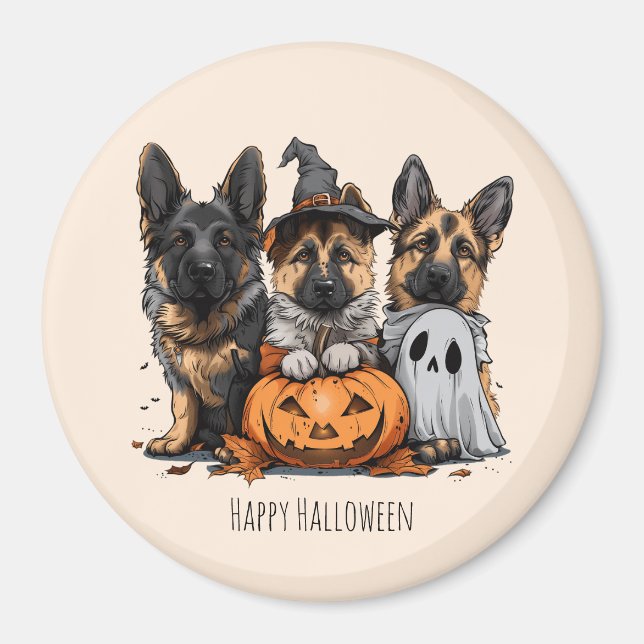 Happy halloween German Shepherd Hundar Magnet (Framsidan)