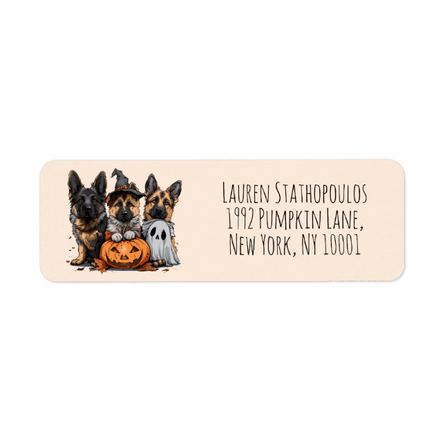 Happy halloween German Shepherd Hundar Returadress Etikett (Framsidan)