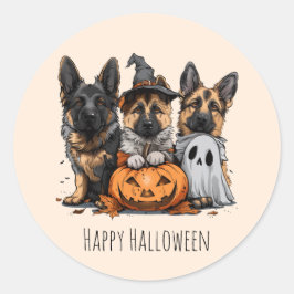 Happy halloween German Shepherd Hundar Runt Klistermärke