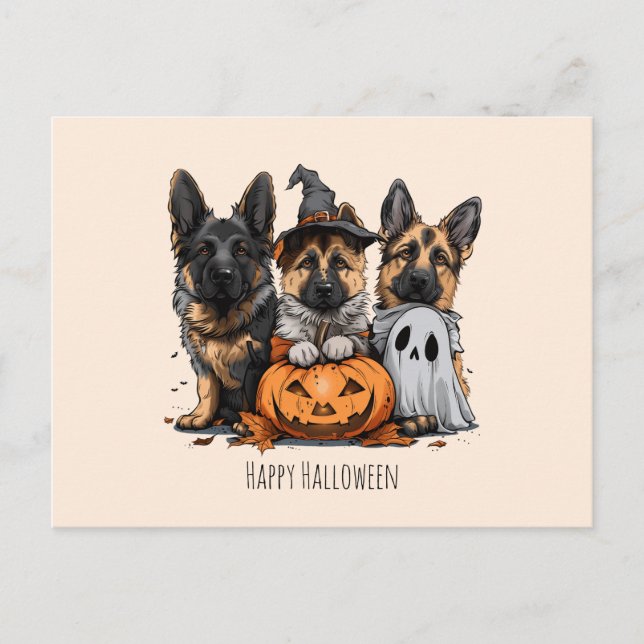 Happy halloween German Shepherd Hundar Vykort (Framsida)