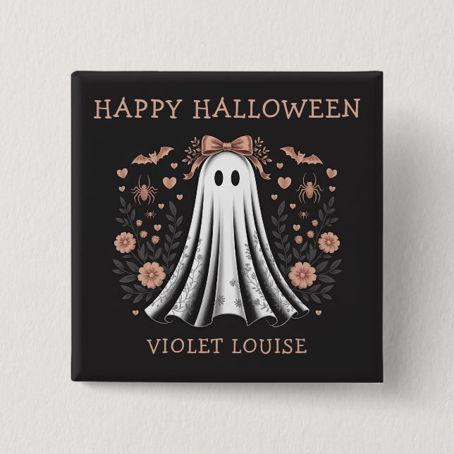 Happy halloween Ghost-Anpassningsbar-knapp Knapp (Framsida)