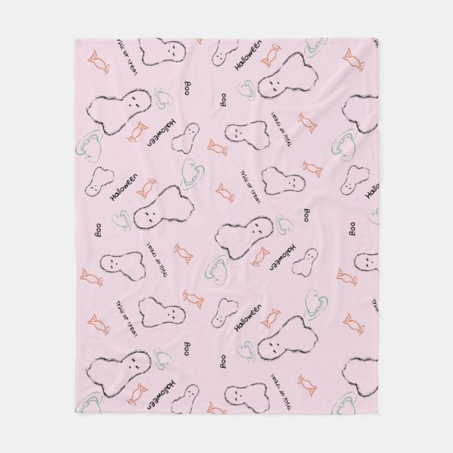 Happy halloween Ghost Candy Hand Lettering Doodle Fleecefilt (Framsidan)