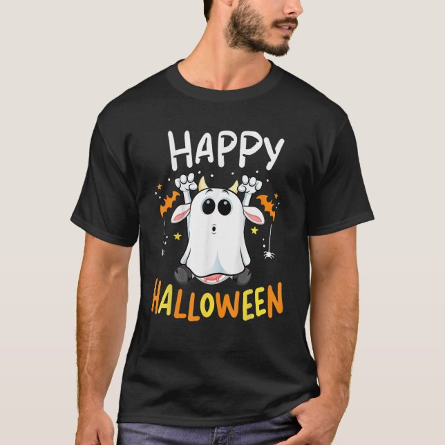Happy halloween Ghost Cow Ghost Cow Halloween Farm T Shirt (Framsida)