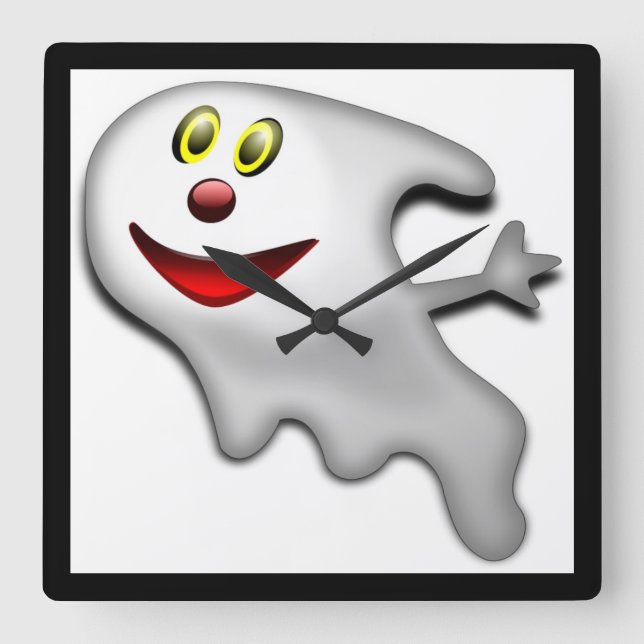 ’HAPPY HALLOWEEN’ GHOST FYRKANTIG KLOCKA (Framsida)