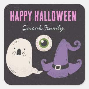 Happy halloween GHOST Fyrkantigt Klistermärke