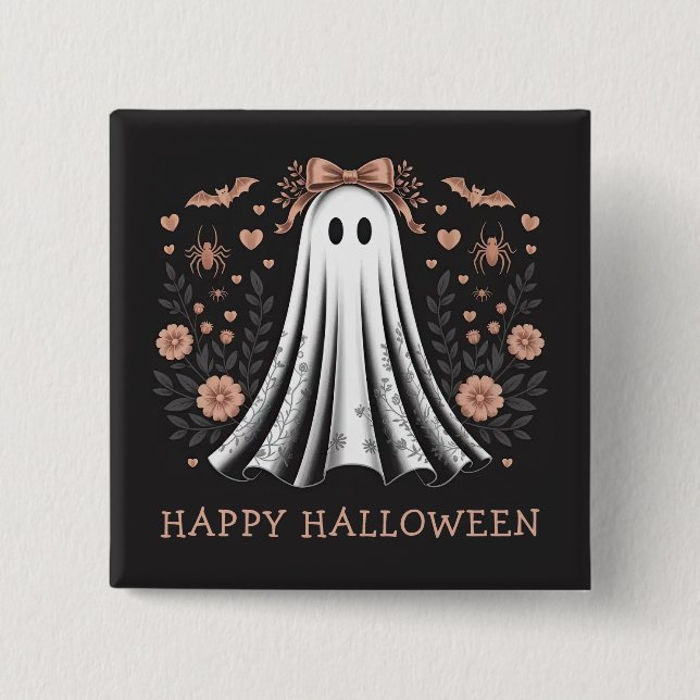 Happy halloween Ghost Girl Button Knapp (Framsida)