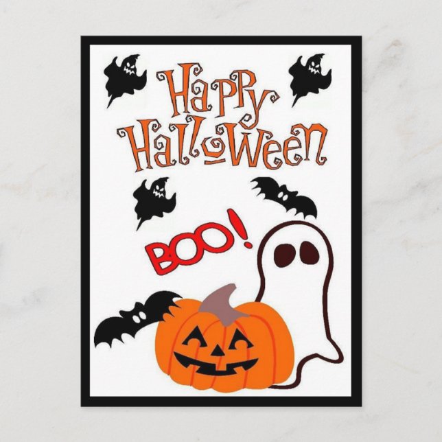Happy halloween Ghost Helg Vykort (Framsida)