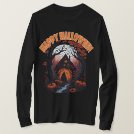 Happy halloween Ghost House-Anpassningsbar Text T Shirt
