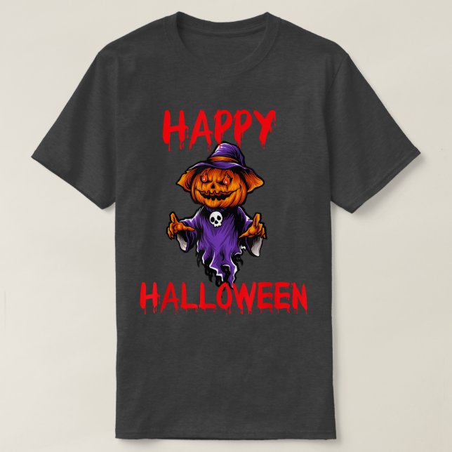 Happy Halloween Ghost Jack O Lantern Pumpkin Scary T Shirt (Design framsida)