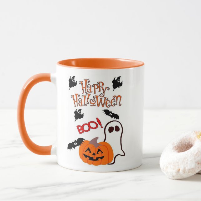 Happy halloween Ghost Mugg (Med munk)