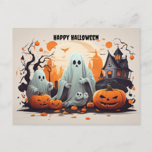 Happy halloween Ghost och Pumpkins Helg Vykort