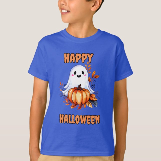 Happy halloween Ghost Orange T Shirt (Framsida)