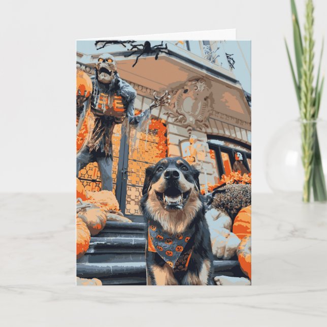 Happy halloween Ghost Rottweiler Hund Kort (Framsida)