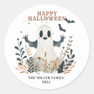 Happy halloween Ghost Round Stickers Runt Klistermärke