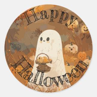 Happy halloween Ghost Sticker Runt Klistermärke