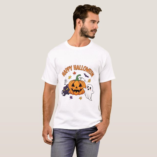 Happy halloween Ghost T Shirt (Hel framsida)