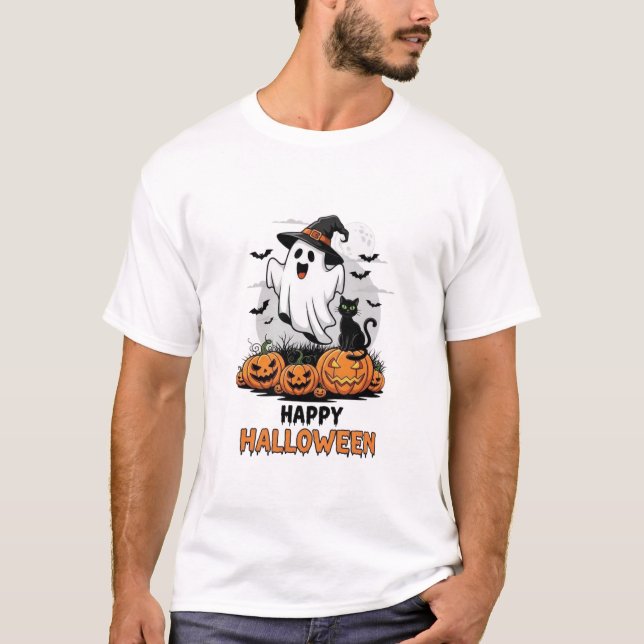 Happy halloween Ghost T Shirt (Framsida)