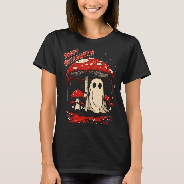 Happy Halloween Ghost  T Shirt (Framsida)