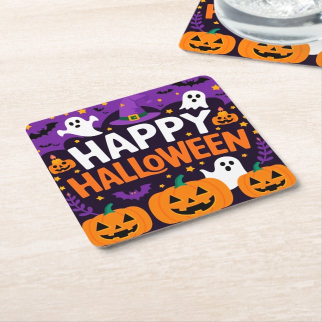 Happy halloween ghost underlägg papper kvadrat (Vinklad)