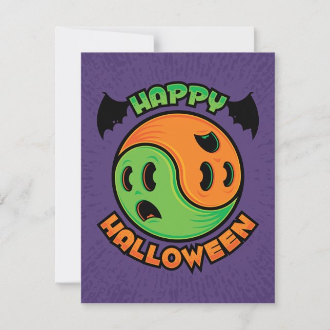 Happy halloween Ghost Yin-Yang Inbjudningar (Framsida)