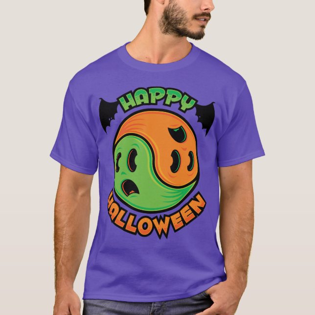 Happy halloween Ghost Yin-Yang T Shirt (Framsida)