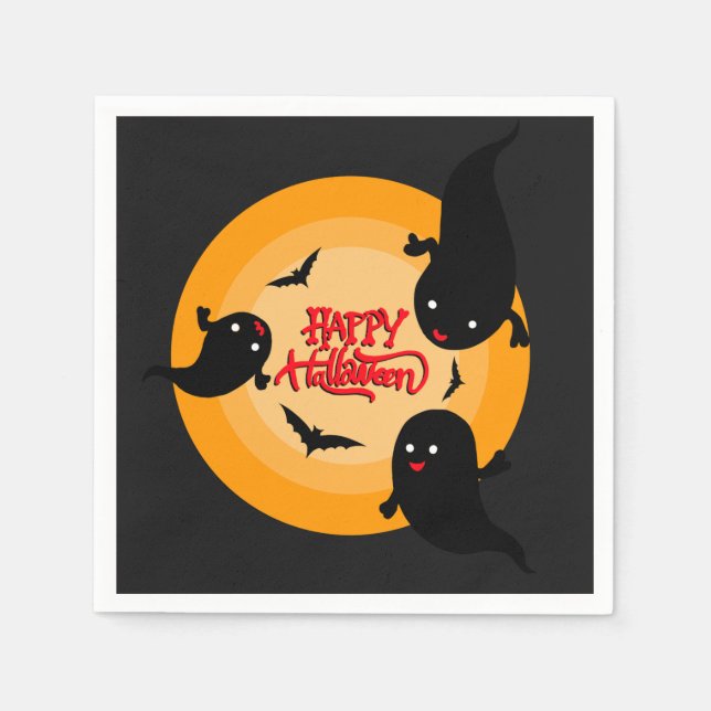 Happy Halloween Ghosts and Bats Paper Napkins Pappersservett (Framsidan)