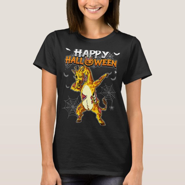 Happy halloween Giraffe Zombie T Shirt (Framsida)