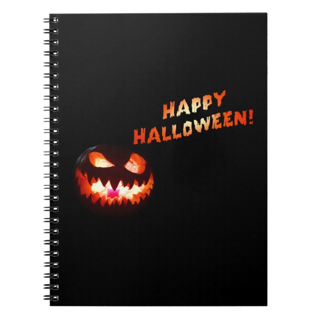 HAPPY HALLOWEEN - Glowing Jack-O-Lantern Anteckningsbok (Framsidan)
