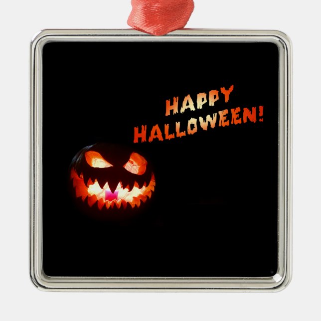 HAPPY HALLOWEEN - Glowing Jack-O-Lantern Julgransprydnad Metall (Framsidan)