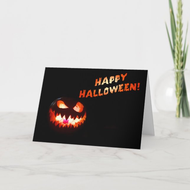 HAPPY HALLOWEEN - Glowing Jack-O-Lantern Kort (Framsida)