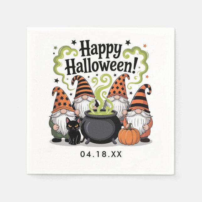 Happy halloween Gnome | Cute & Festive Halloween Pappersservett (Framsidan)