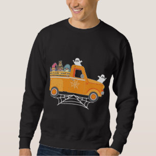 Happy halloween Gnome Lastbil Drive Spooky Gnome C Lång Ärmad Tröja