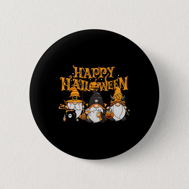 Happy halloween Gnomes Autumn Pumpkin Fall Helgdag Knapp (Framsida)