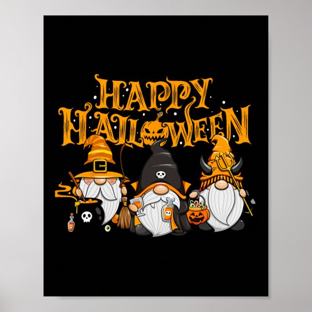 Happy halloween Gnomes Autumn Pumpkin Fall Helgdag Poster (Framsidan)