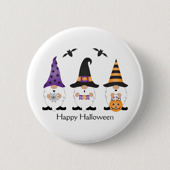 Happy halloween Gnomes Lila Orange Knapp (Framsida)