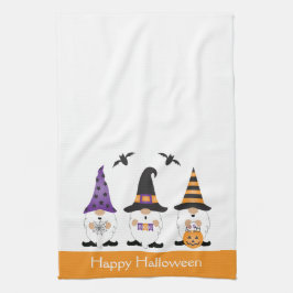Happy halloween Gnomes Lila Orange Kökshandduk