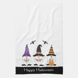 Happy halloween Gnomes Lila Orange Kökshandduk