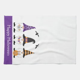 Happy halloween Gnomes Lila Orange Kökshandduk