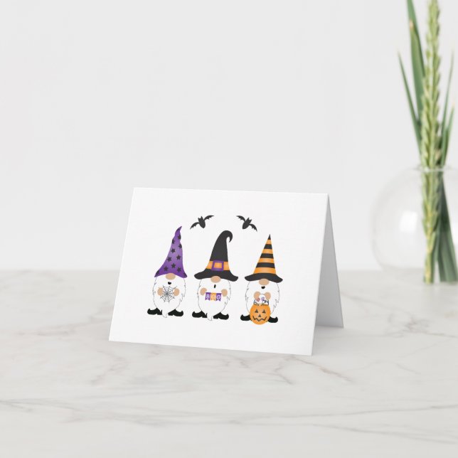 Happy halloween Gnomes Lila Orange Kort (Framsida)