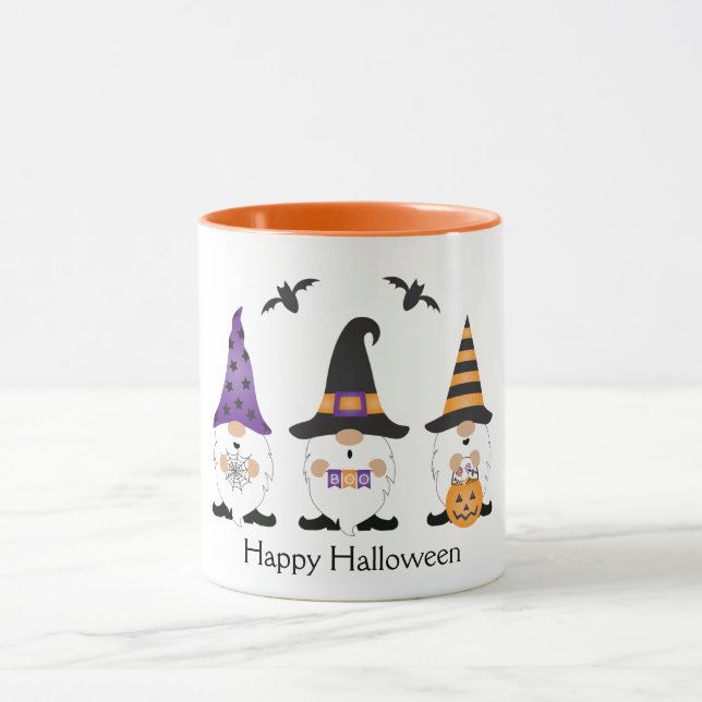 Happy halloween Gnomes Lila Orange Mugg (Center)