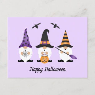 Happy halloween Gnomes Lila Orange Vykort