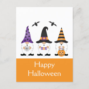 Happy halloween Gnomes Lila Orange Vykort