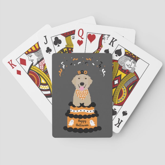 Happy halloween Golden Retriever Taloky Ghost Boo Casinokort (Baksidan)