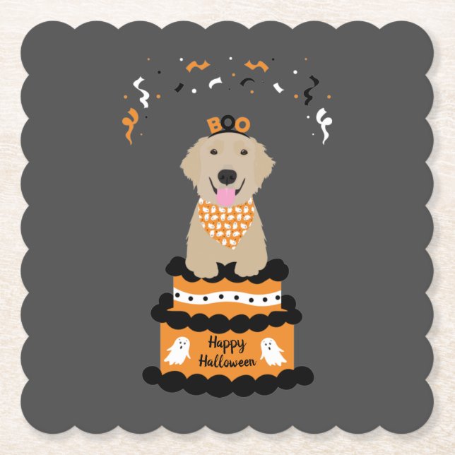 Happy halloween Golden Retriever Taloky Ghost Boo Underlägg Papper (Framsida)