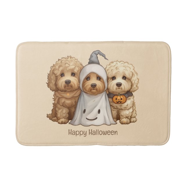 Happy halloween Goldendoodle Hundar Badrumsmatta (Framsidan)