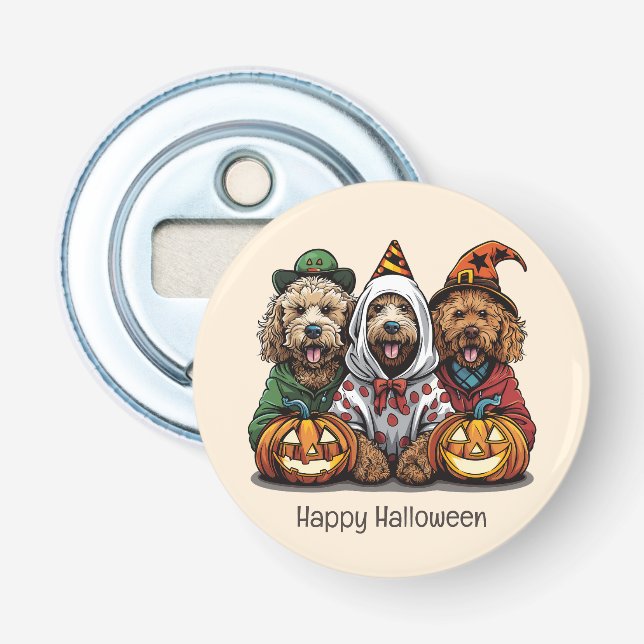 Happy halloween Goldendoodle Hundar Flasköppnare (Framsidan)