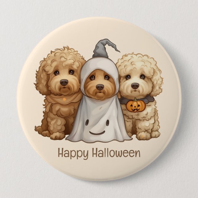 Happy halloween Goldendoodle Hundar Knapp (Framsida)