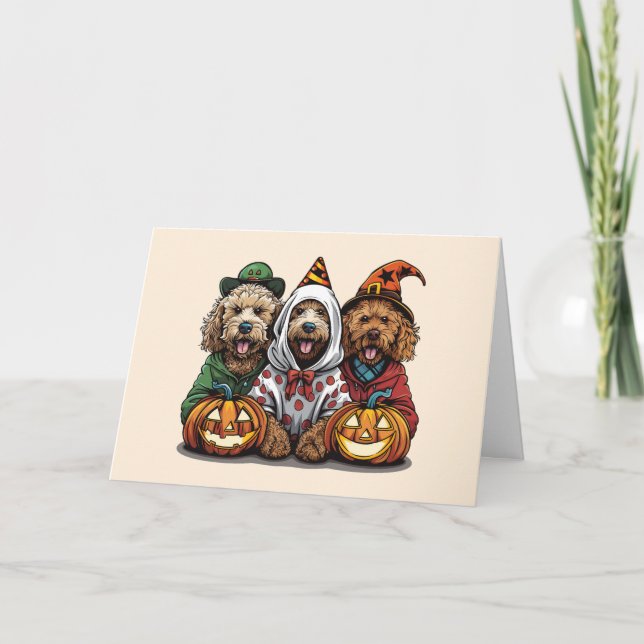 Happy halloween Goldendoodle Hundar Kort (Framsida)