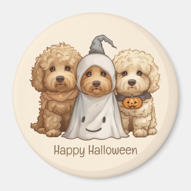 Happy halloween Goldendoodle Hundar Magnet (Framsidan)