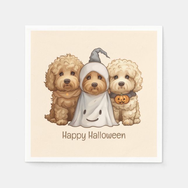 Happy halloween Goldendoodle Hundar Pappersservett (Framsidan)